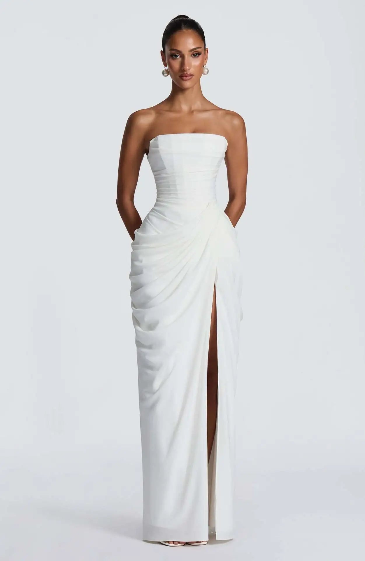Robe de Soirée Longue Dos Nu pour Femmes, Fente Haute et Sans Manches 13
