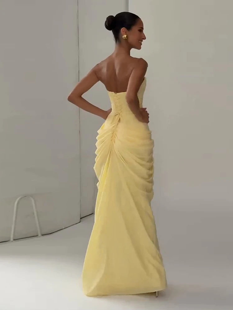 Robe de Soirée Longue Dos Nu pour Femmes, Fente Haute et Sans Manches 5
