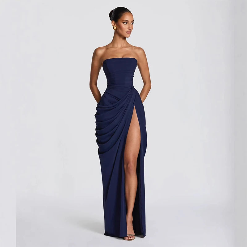 Robe de Soirée Longue Dos Nu pour Femmes, Fente Haute et Sans Manches 6