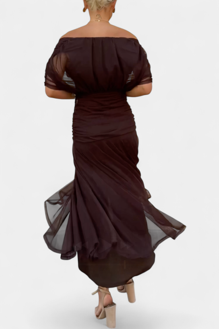 Robe de Soirée Longue Épaules Dénudées Chic pour Femme 7