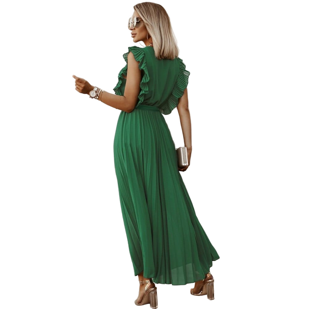 Robe de Soirée Longue Femme Décolleté en V Tissu Léger 0