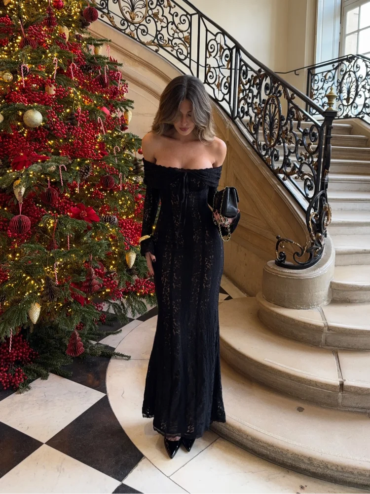 Robe de Soirée Longue Femme Manches Longues Design Raffiné 11