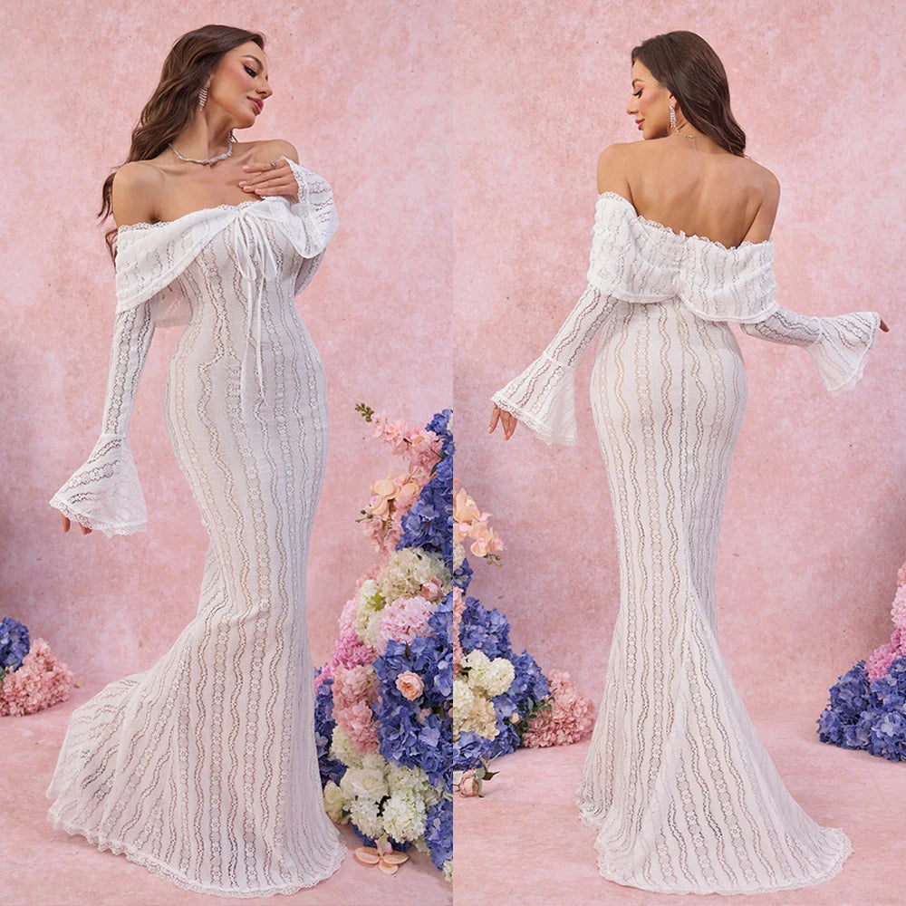 Robe de Soirée Longue Femme Manches Longues Design Raffiné 12