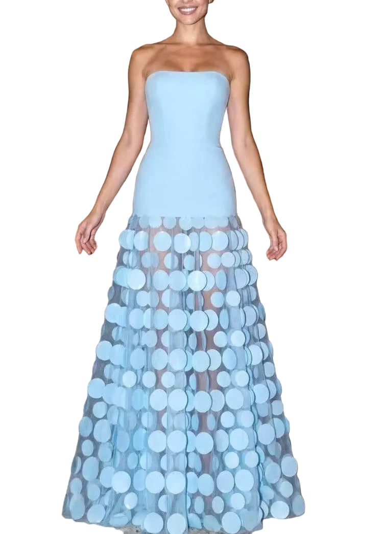 Robe de Soirée Longue Femme Sans Bretelles Floral 1