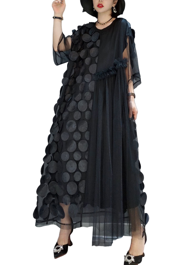 Robe de Soirée en Tulle pour Femme à Manches Mi-Longues 0