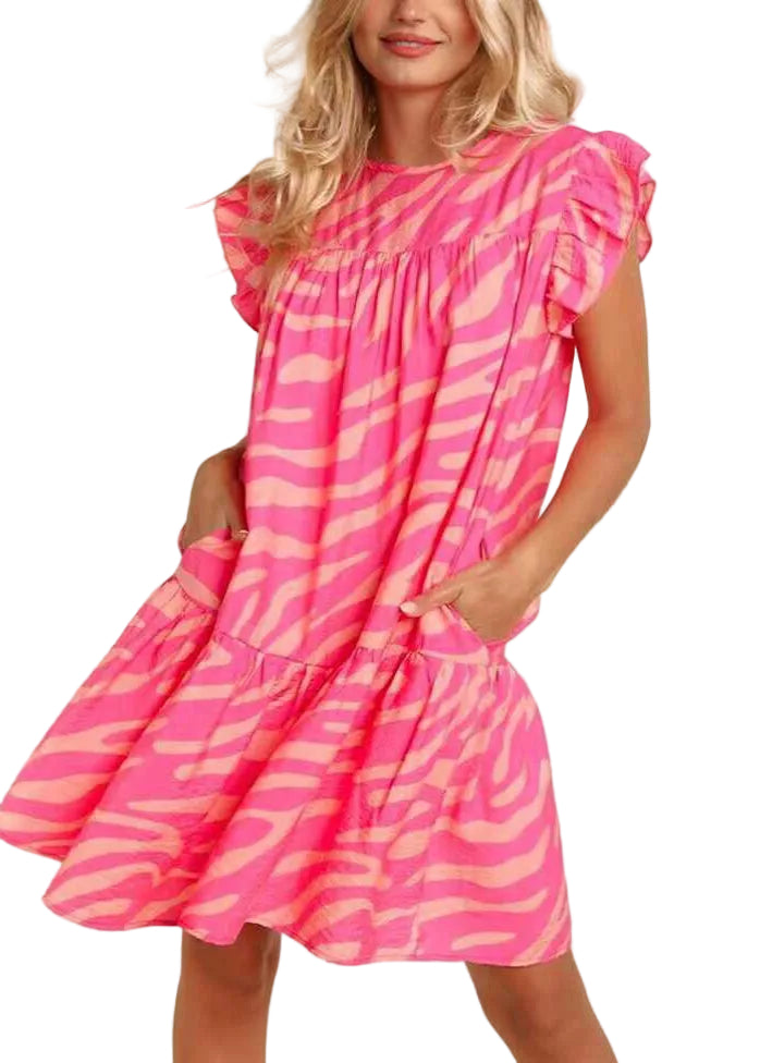 Robe de jour ajustée à volants pour femme 0