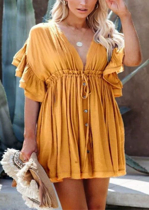 Robe de jour femme à lacets et volants style estival 3