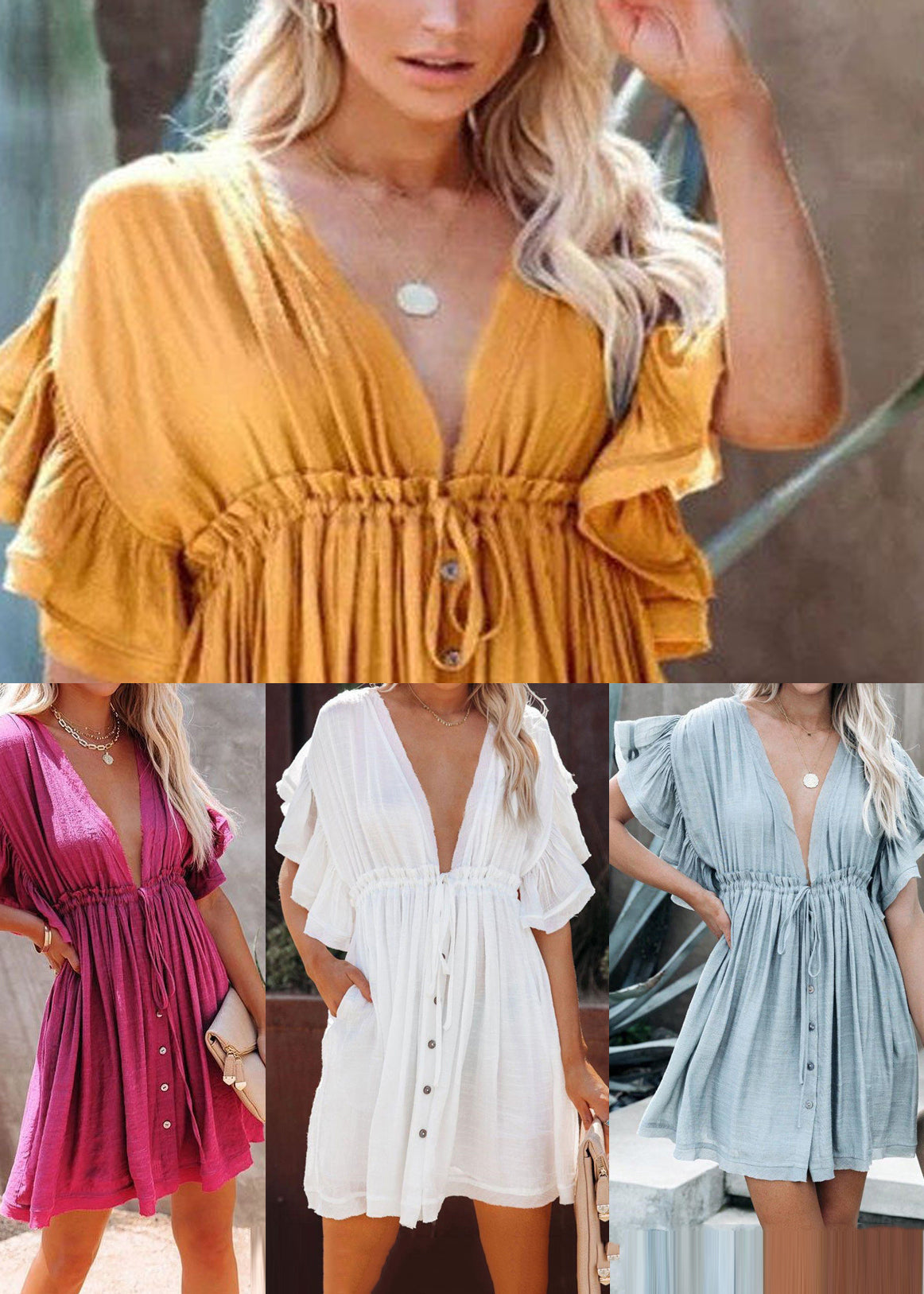 Robe de jour femme à lacets et volants style estival 4