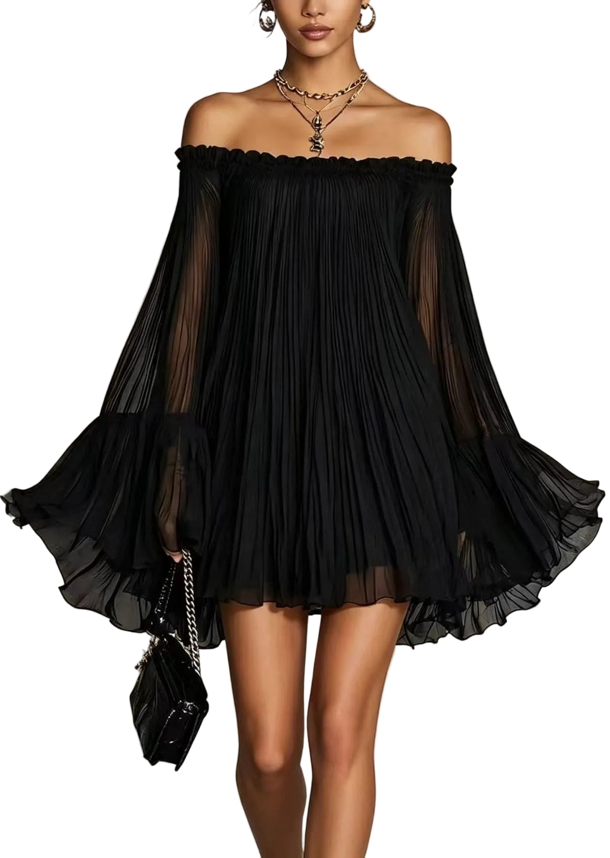 Robe de jour femme style bohème à épaules dénudées 0