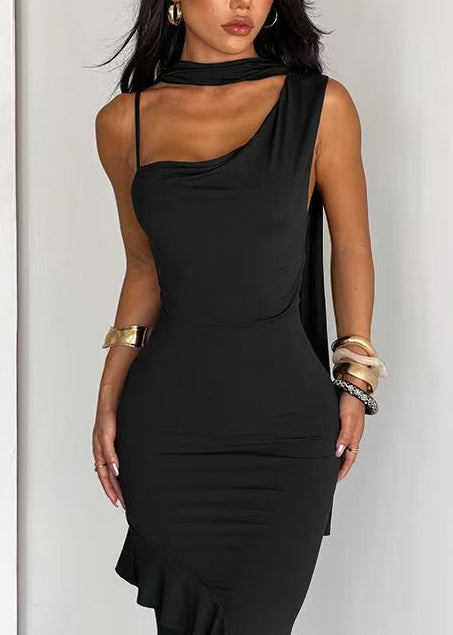 Robe de soirée femme asymétrique ouverte sur le côté 2