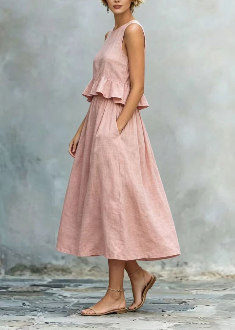 Robe de soirée femme col rond à volants 3