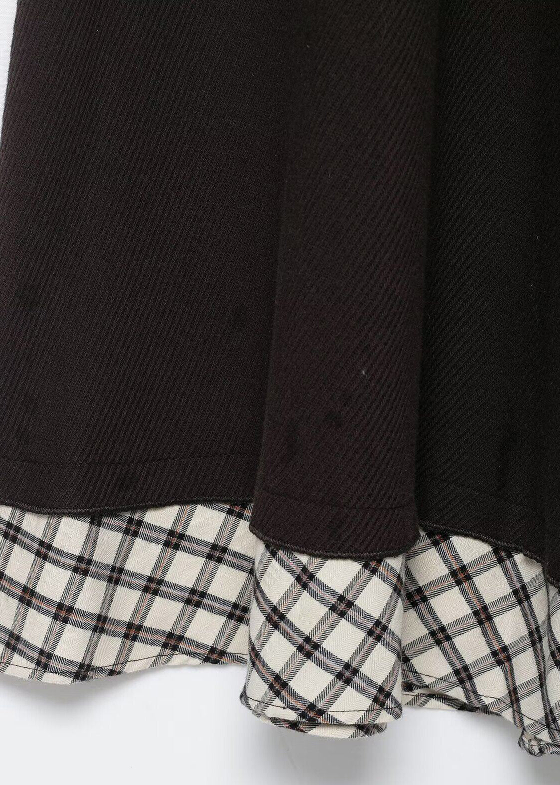 Robe de travail femme à carreaux col montant patchwork été 4
