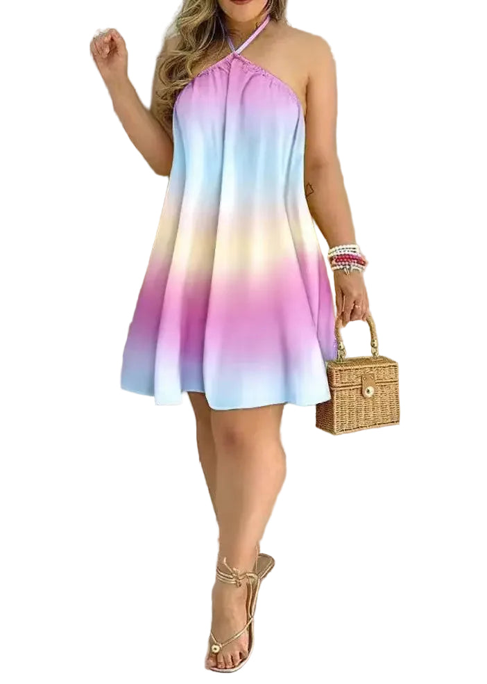 Robe dos nu sans manches pour femme style arc-en-ciel 0