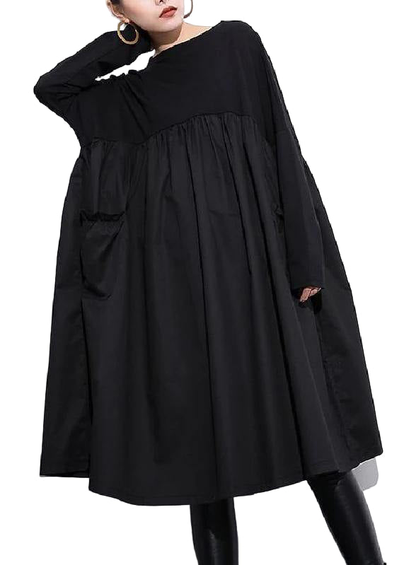 Robe en Coton à Col O Cintrée pour Femmes 0