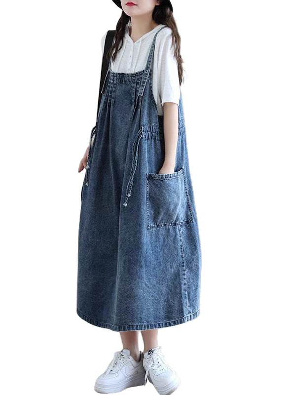 Robe en Denim à Bretelles Spaghetti pour Femmes Grande Taille 0