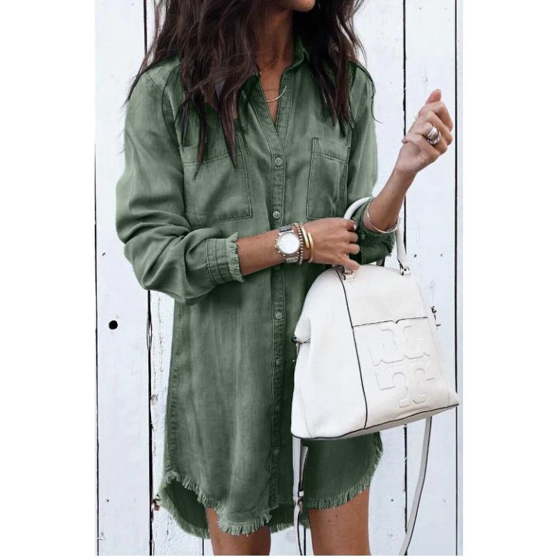 Robe en Jean Femme Classique Mi-Longue avec Poches 3