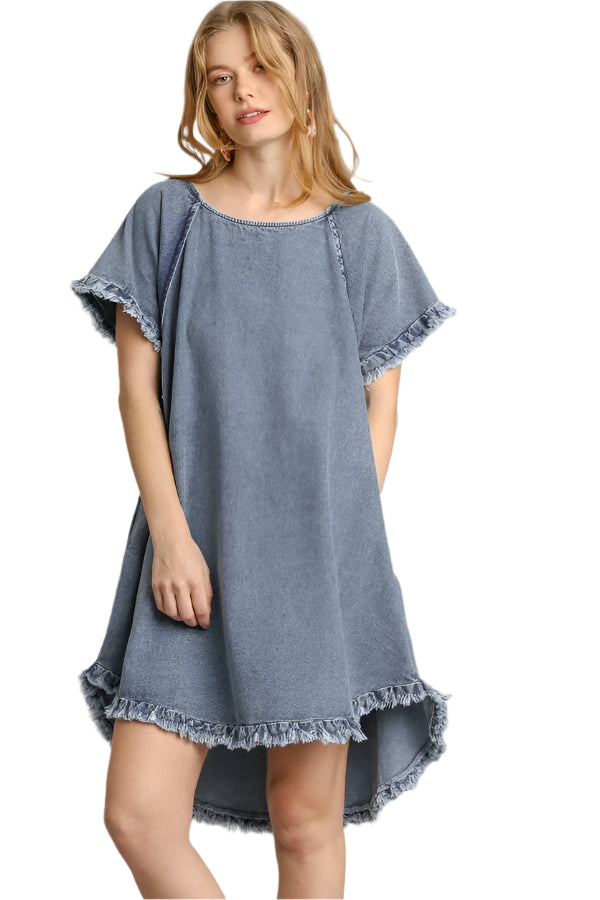 Robe en Jean à Poches avec Franges 0