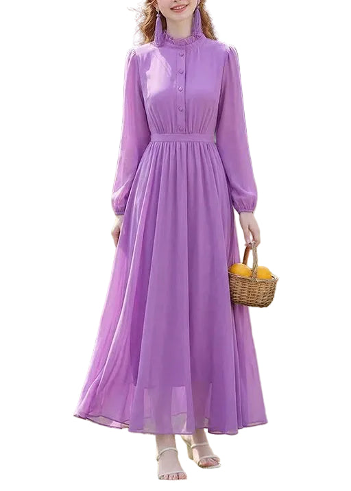 Robe femme à volants manches longues style patchwork 0