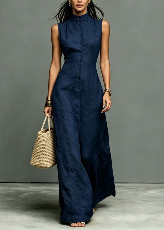 Robe femme ajustée col montant sans manches style vacances 3