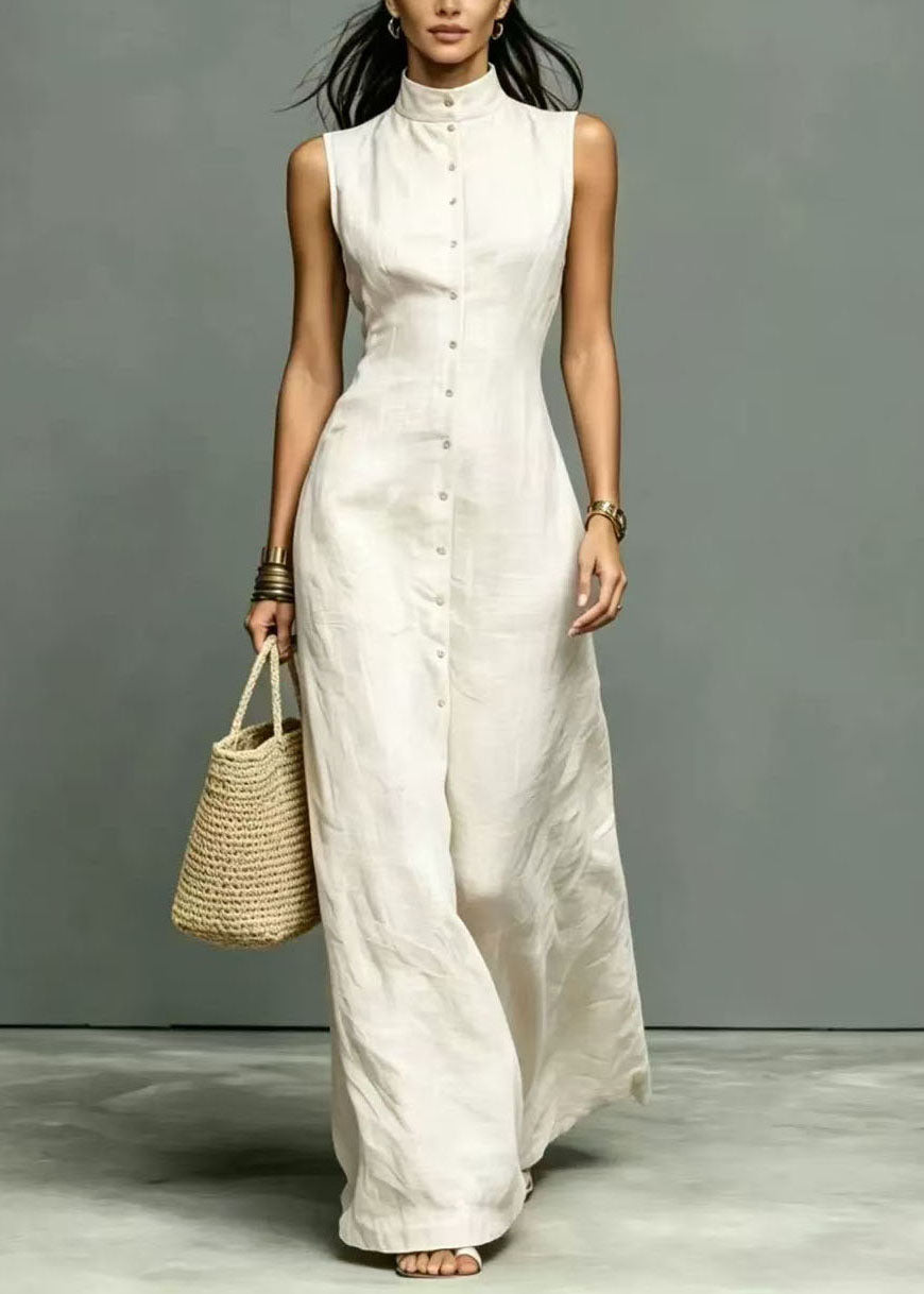 Robe femme ajustée col montant sans manches style vacances 4