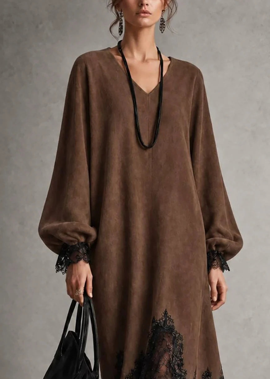 Robe femme asymétrique patchwork automne 3
