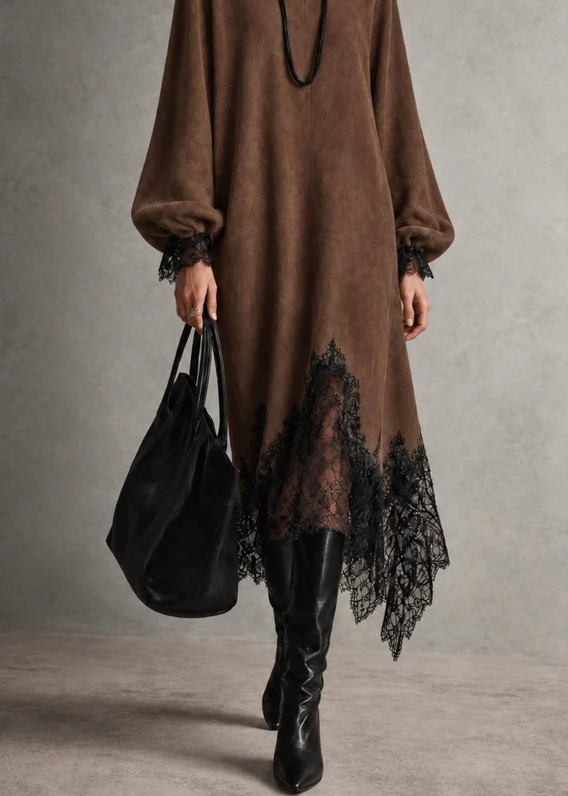 Robe femme asymétrique patchwork automne 4