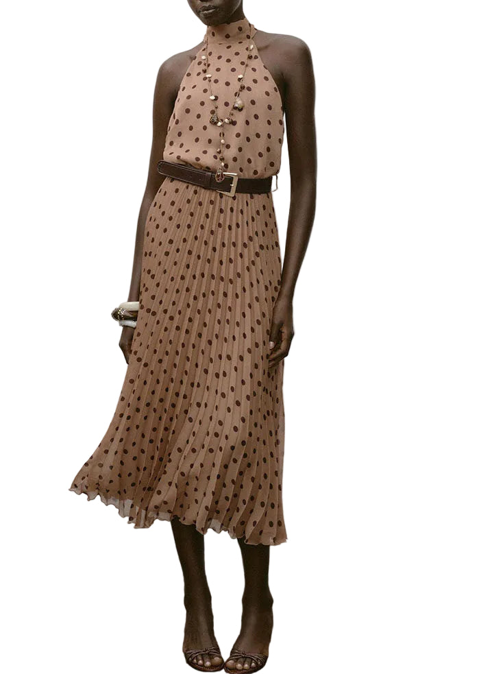 Robe femme dos nu imprimé à pois sans manches 0