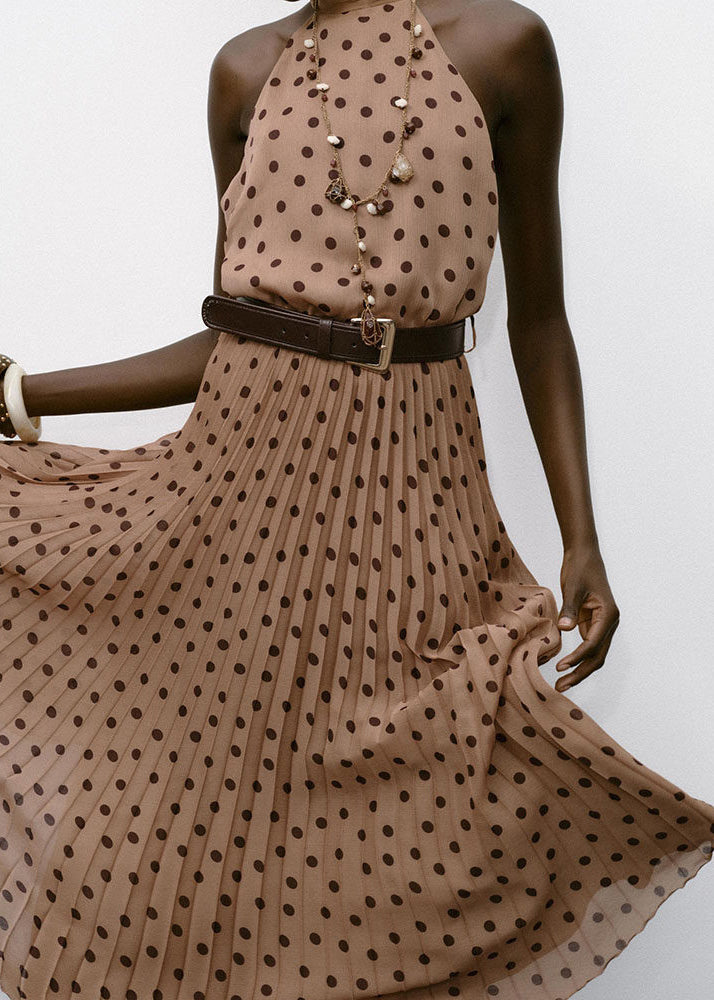 Robe femme dos nu imprimé à pois sans manches 3