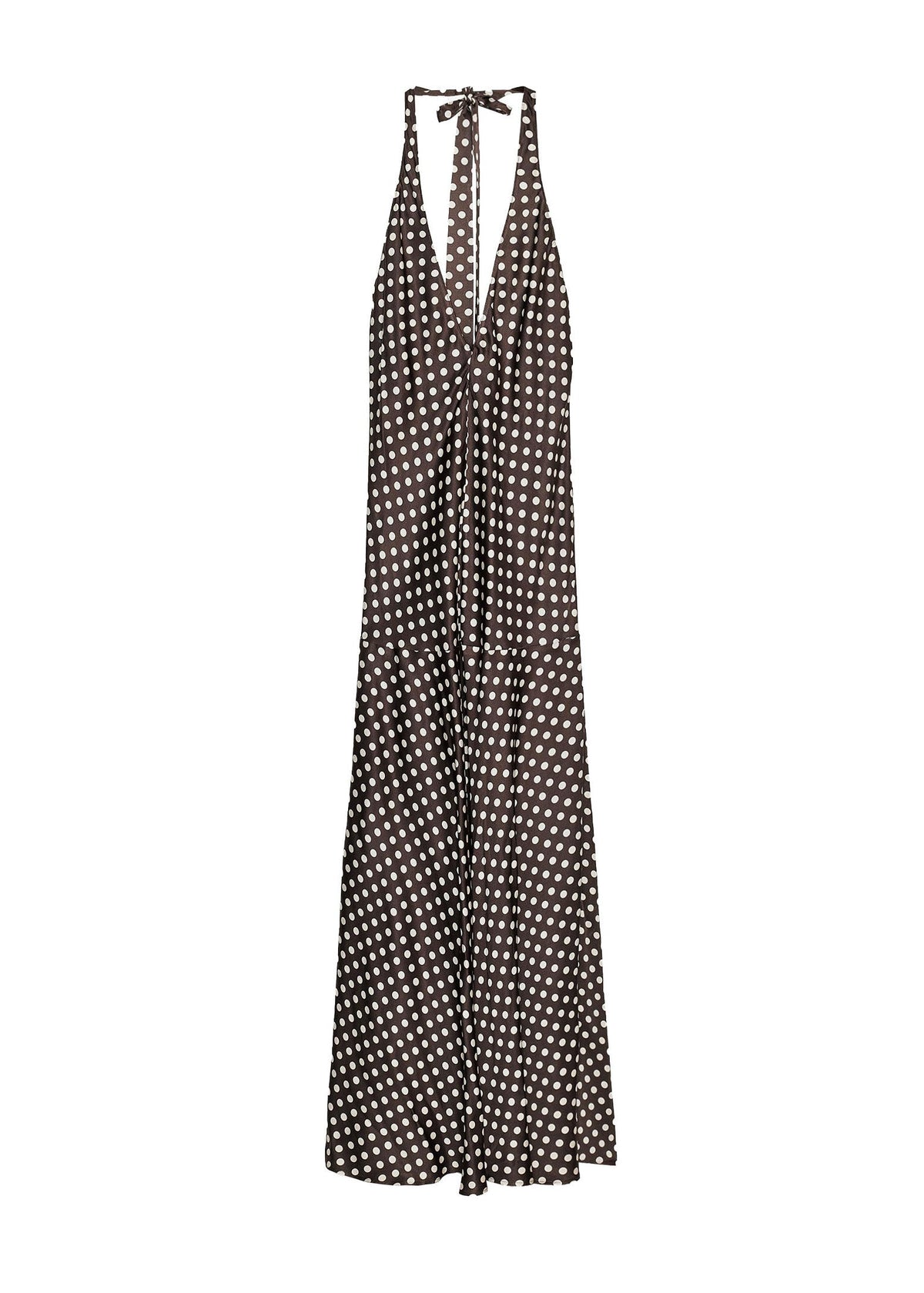 Robe femme longue à col en V imprimé pois sans manches 4