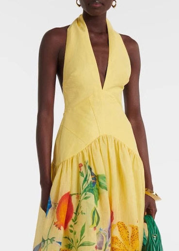 Robe femme sans manches col en V imprimée style vacances 2