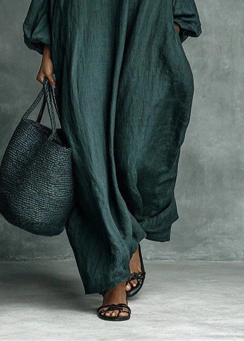 Robe longue à col roulé brodée pour femme grande taille manches longues 3