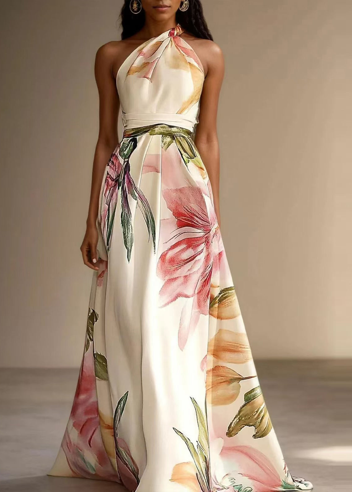 Robe longue asymétrique pour femmes style estival 1