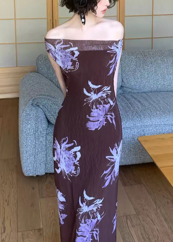 Robe longue d'été à col oblique pour femme 3