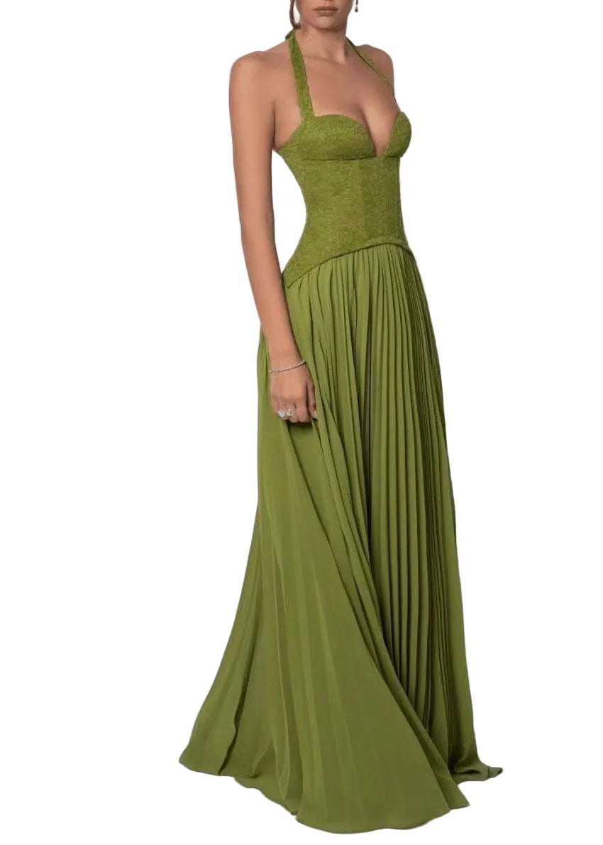 Robe longue dos nu à bretelles croisées pour femmes 0