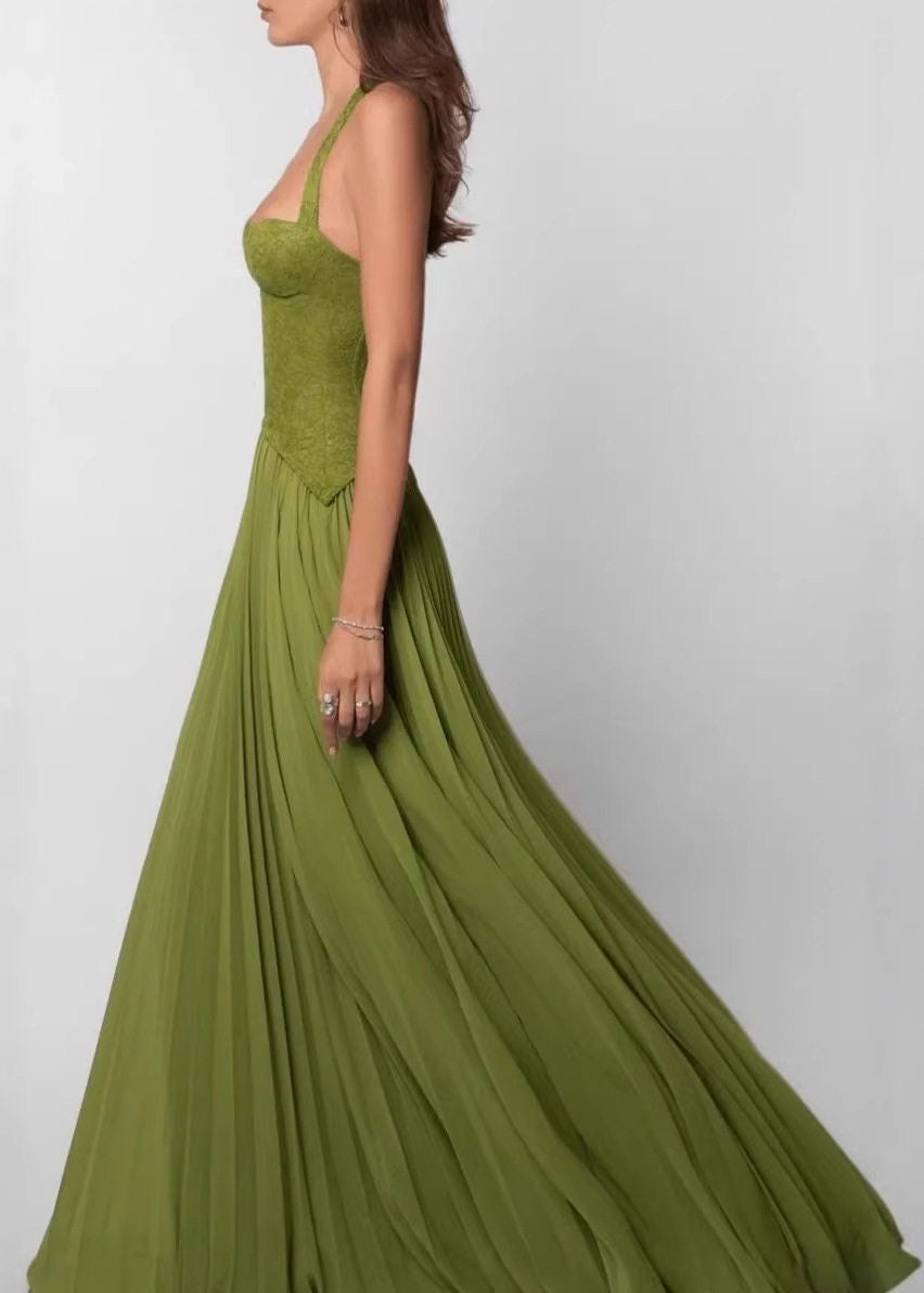 Robe longue dos nu à bretelles croisées pour femmes 2