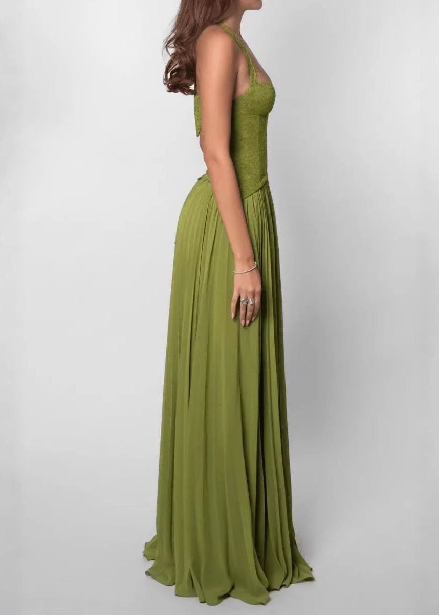 Robe longue dos nu à bretelles croisées pour femmes 3