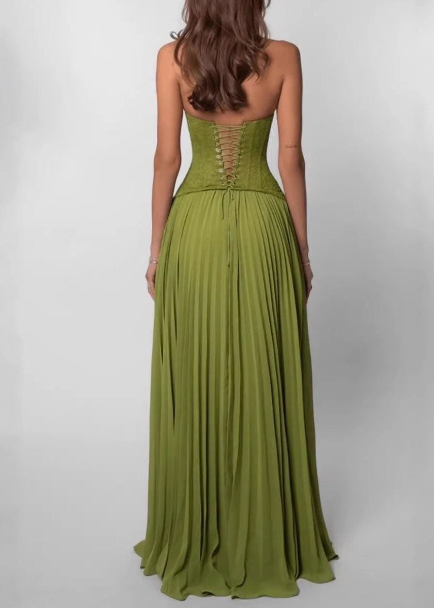 Robe longue dos nu à bretelles croisées pour femmes 4