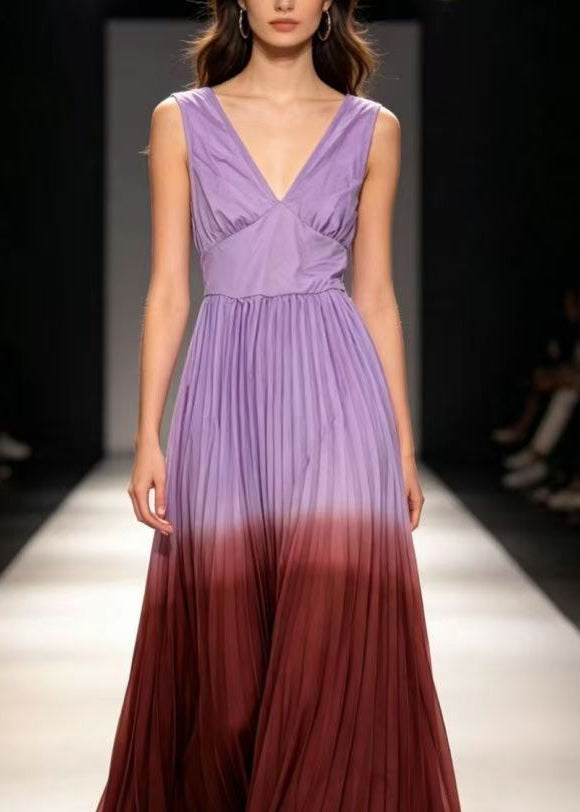 Robe longue femme à bretelles spaghetti et taille élastique colorblock 2
