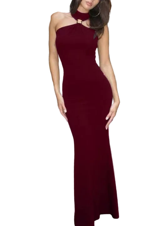 Robe longue femme à épaules dénudées style bohème cintrée 0