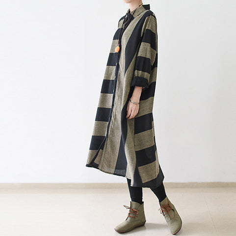 Robe longue femme à rayures décontractée grande taille automne 2