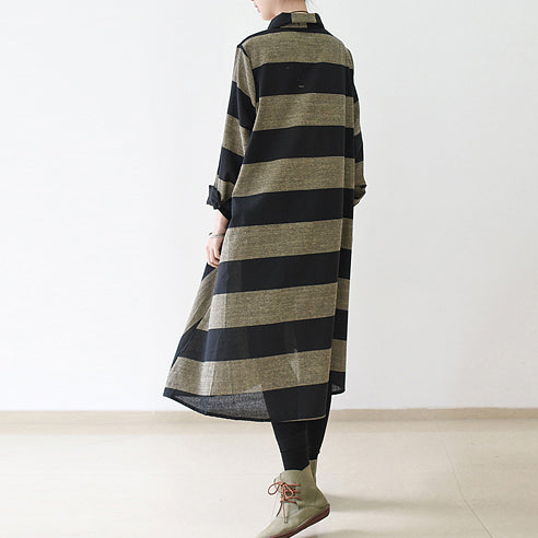 Robe longue femme à rayures décontractée grande taille automne 3