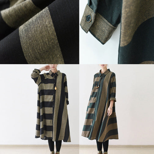 Robe longue femme à rayures décontractée grande taille automne 4