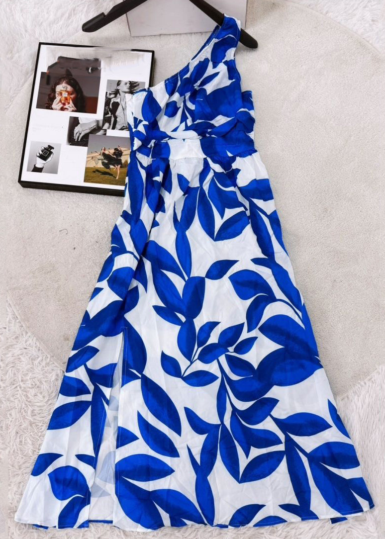 Robe longue femme à une épaule sans manches 1