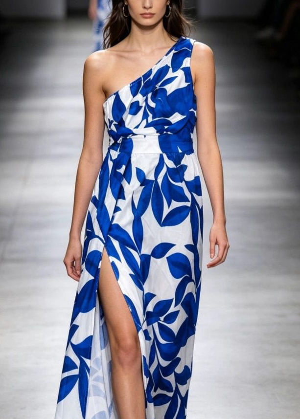 Robe longue femme à une épaule sans manches 2