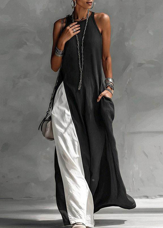 Robe longue femme ample col rond bretelles fines été 0