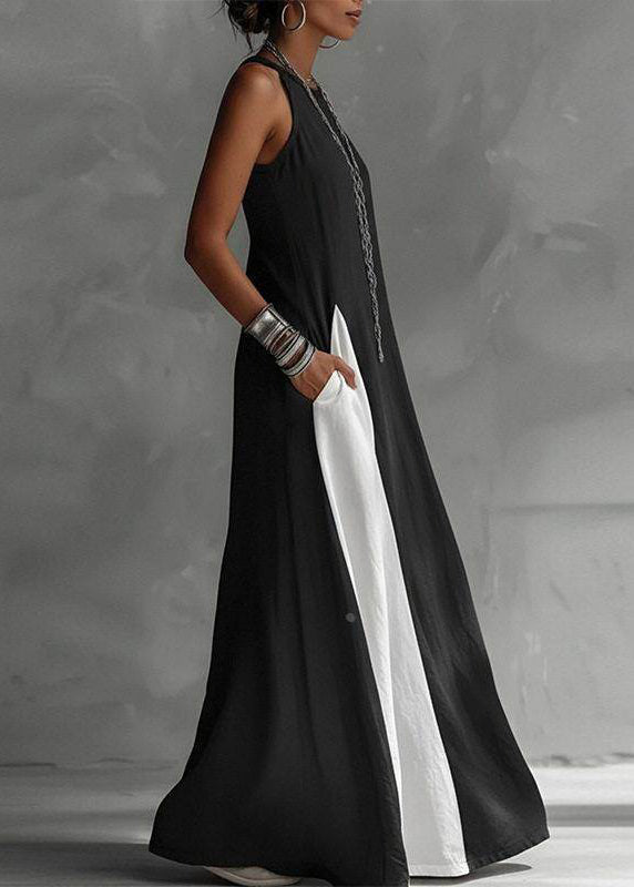 Robe longue femme ample col rond bretelles fines été 2