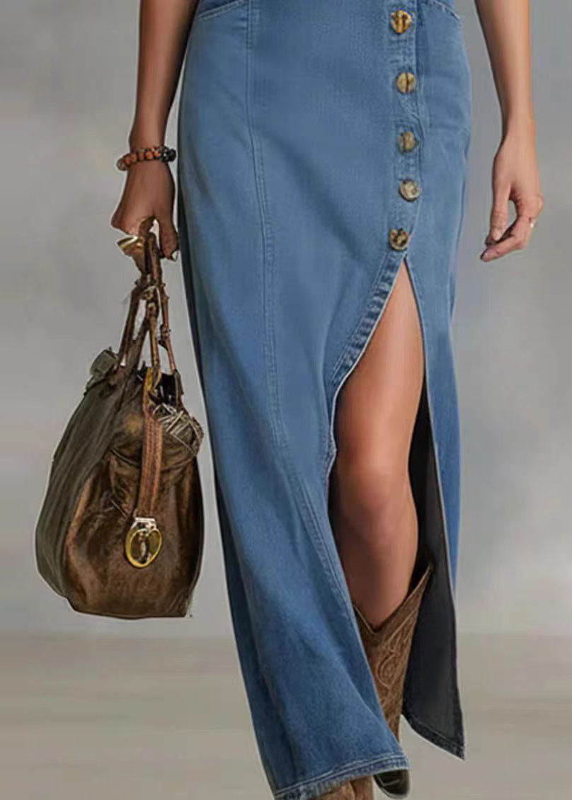 Robe longue femme asymétrique ouverte sur le côté 4