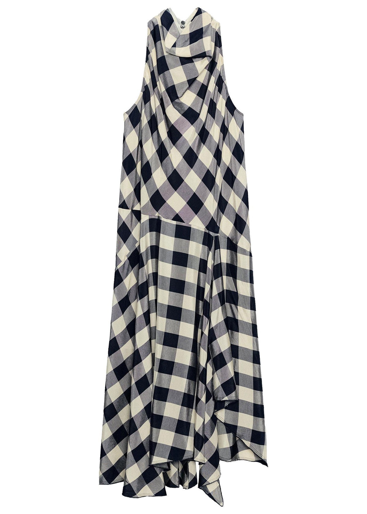 Robe longue femme asymétrique style vintage à carreaux 4