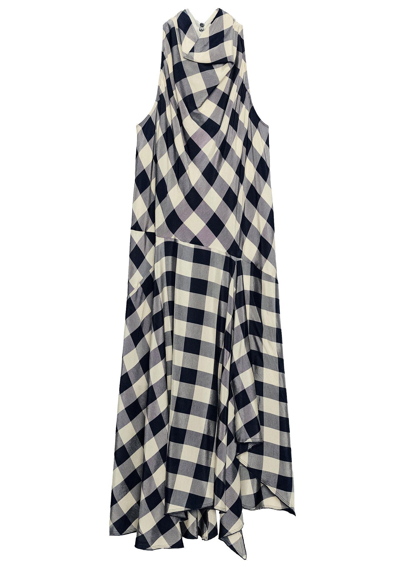 Robe longue femme asymétrique style vintage à carreaux 4