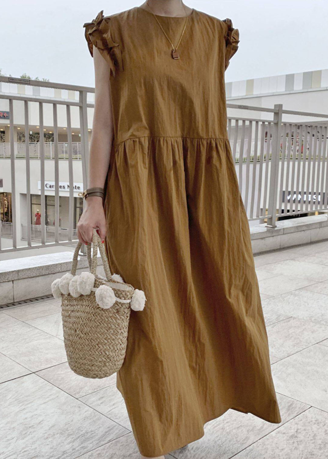 Robe longue femme bordure festonnée style estival 4